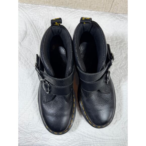 Dr. Martens Women 9 Black Devon Heart Chunky Leather Platform Y2k Goth Boots - Picture 7 of 10